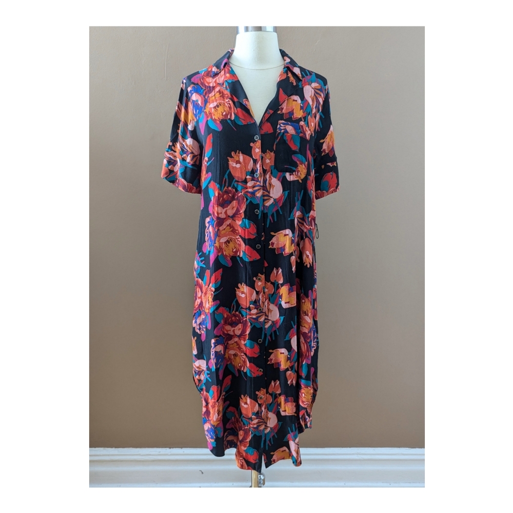 Anthropologie Maeve Floral Buttondown Shirtdress